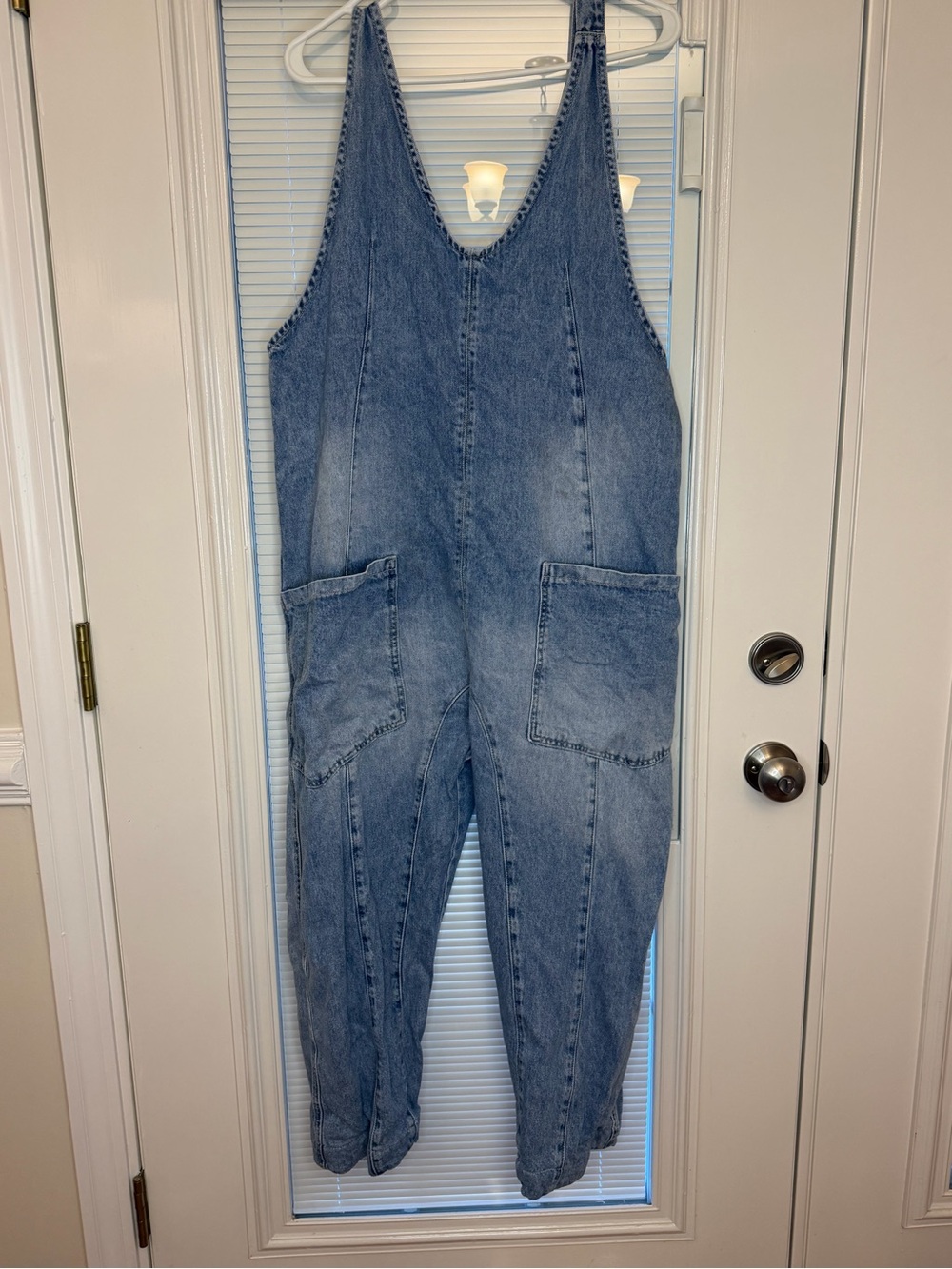 We The Free Light Blue Denim Utility Jumpsuit